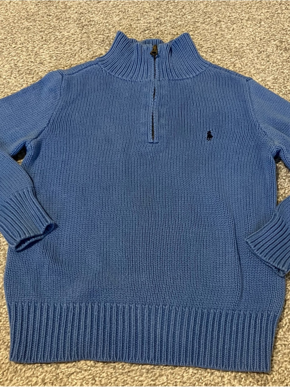 Ralph Lauren Kids Light Blue Half-Zip Knit Sweater